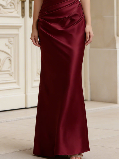 Asymmetric One-Shoulder Satin Maxi Dress