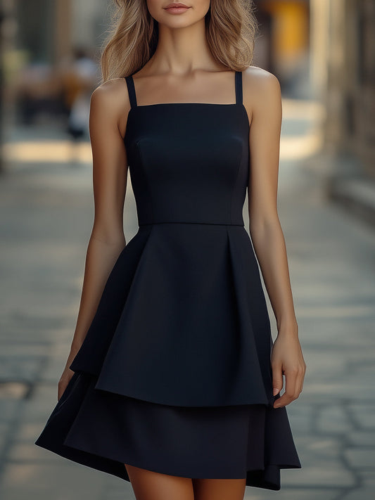 Black Layered Fit And Flare Dress Wedding Guest Dresses