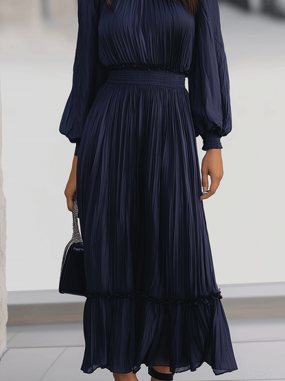 Midnight Pleated Chiffon Maxi Dress