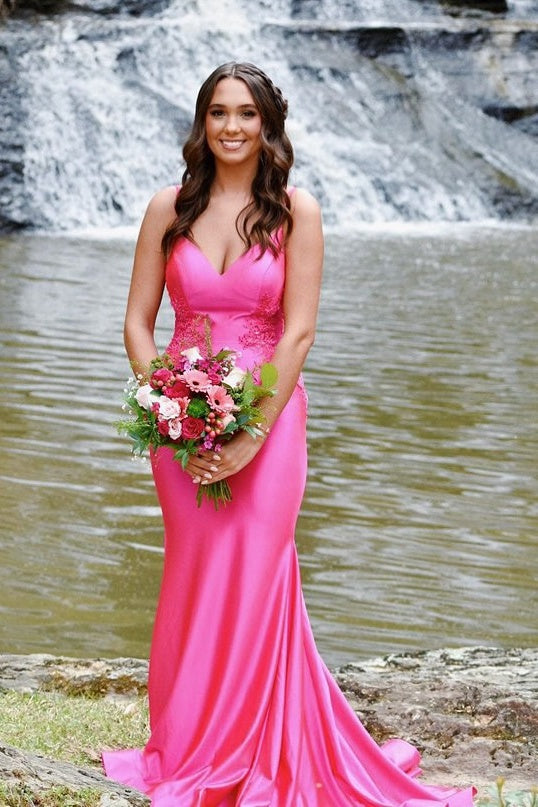 Spaghetti Straps Light Blue Appliques Mermaid Formal Dress