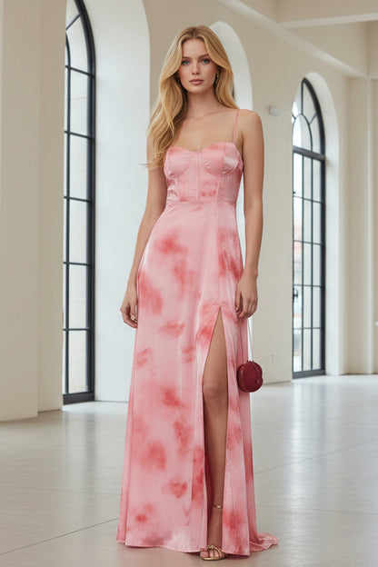Strapless Watercolor Sweetheart Maxi Dress