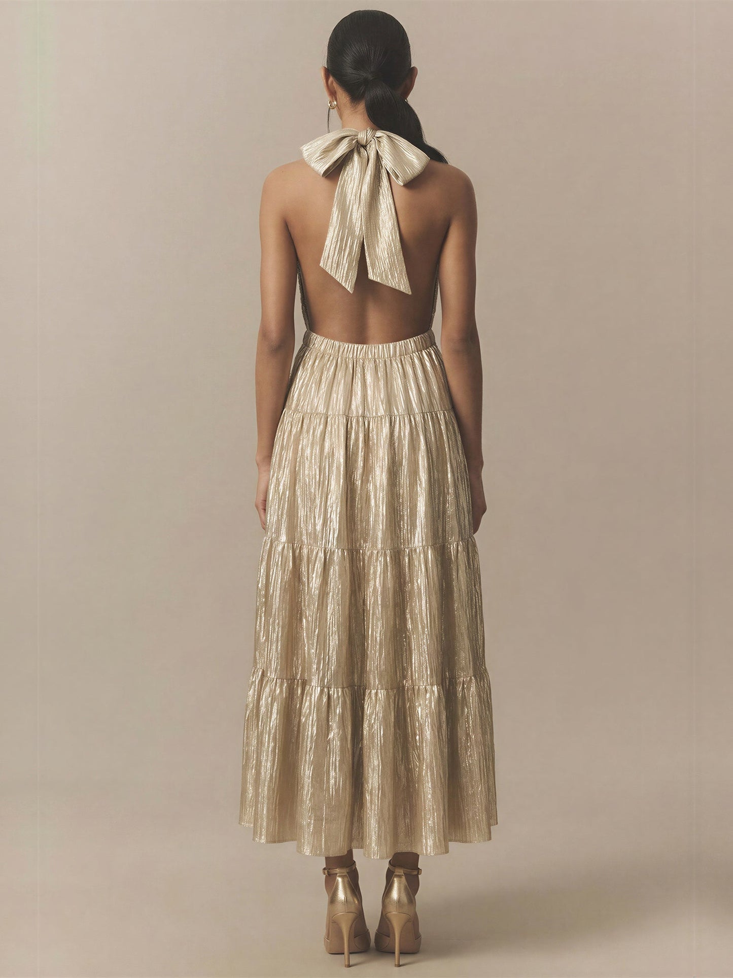 Halterneck Tiered Maxi Dress
