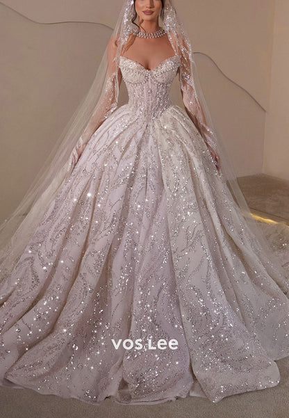 Sparkle Ballgown Wedding Dress Sweetheart Beaded Diamonds Bridal Gown