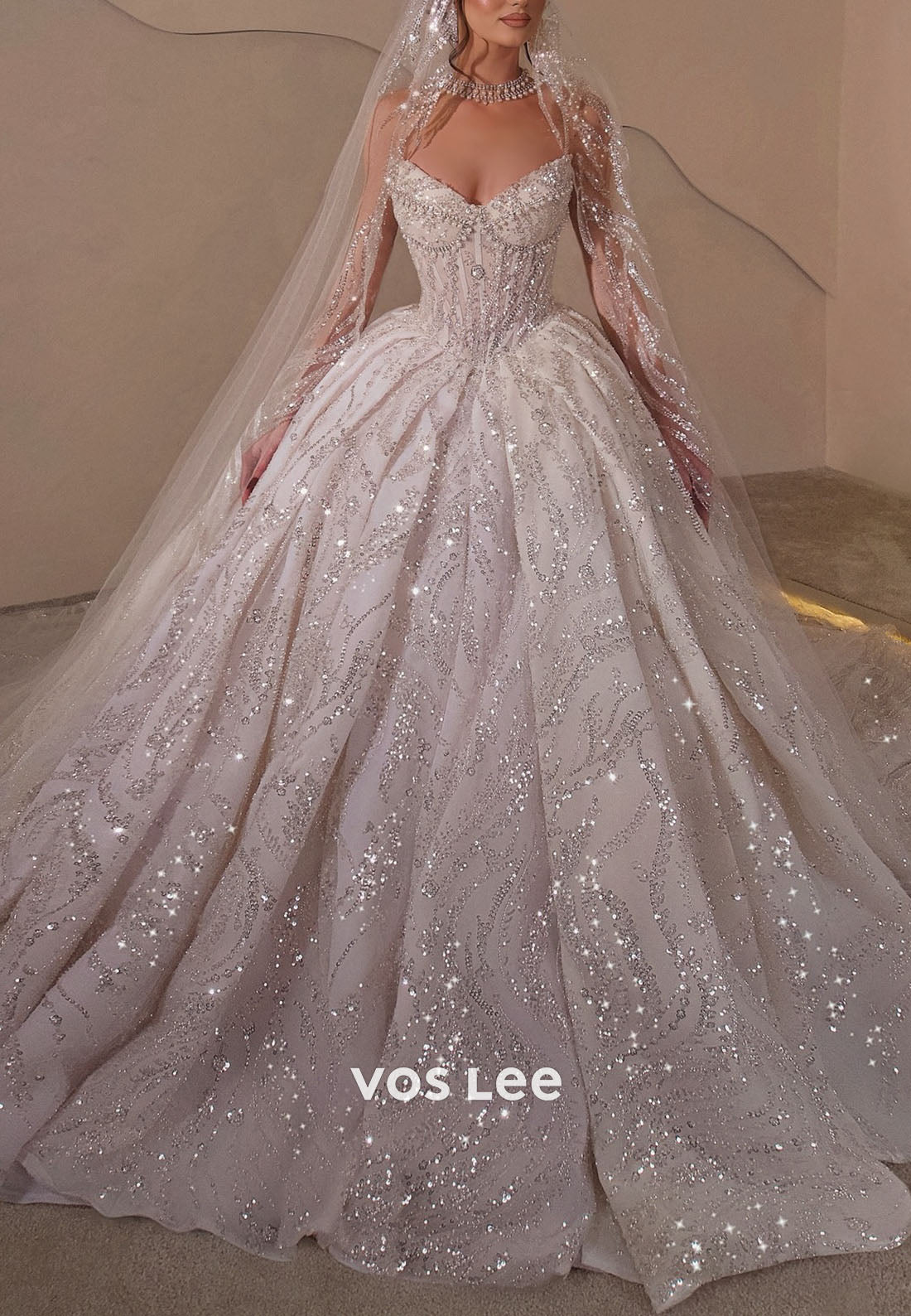 Sparkle Ballgown Wedding Dress Sweetheart Beaded Diamonds Bridal Gown