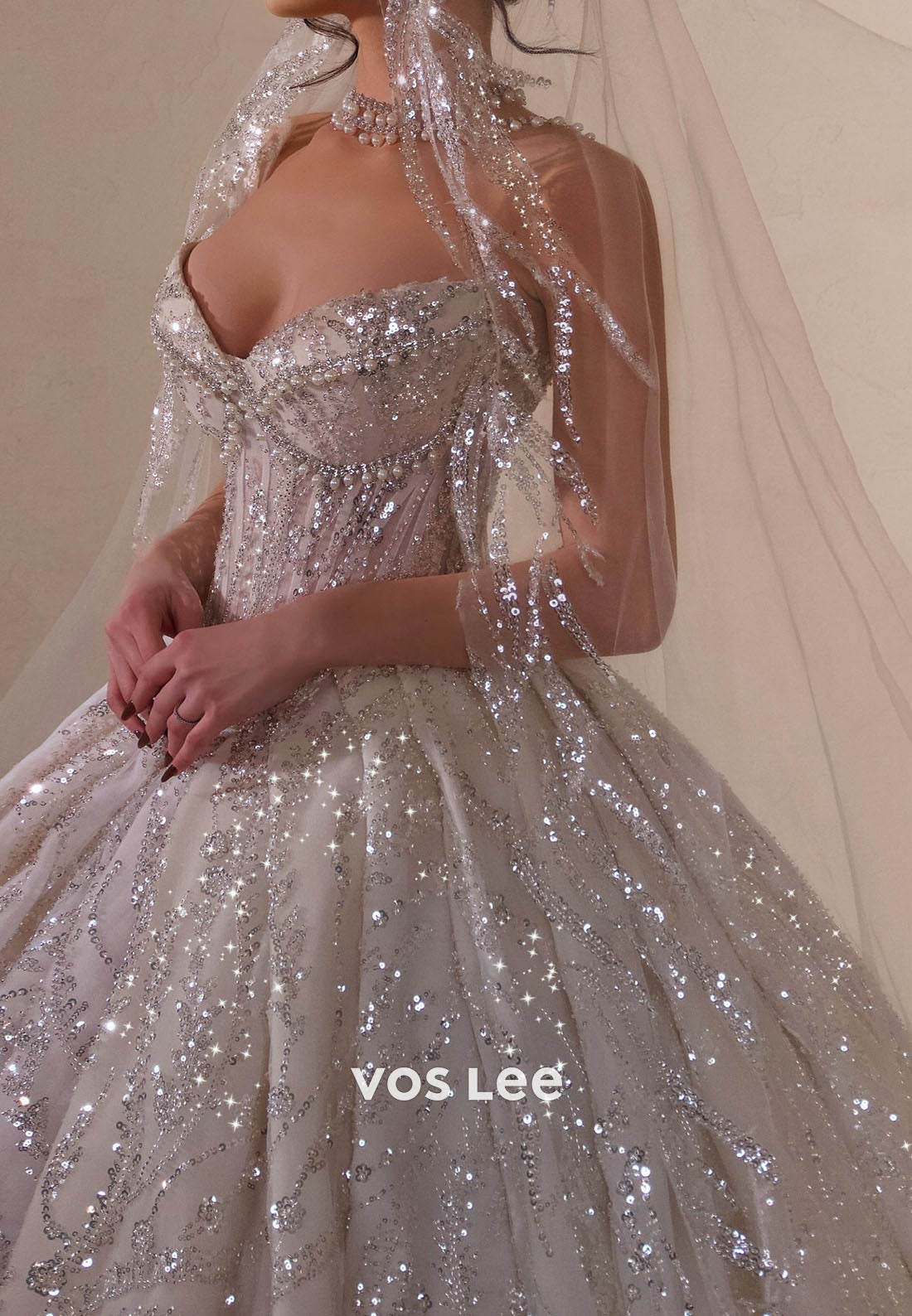 Sparkle Ballgown Wedding Dress Sweetheart Beaded Diamonds Bridal Gown