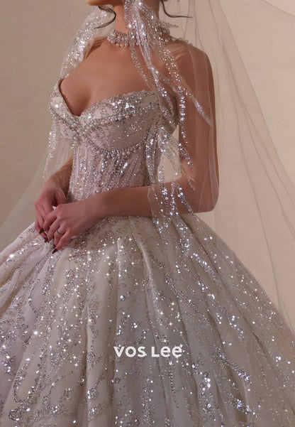 Sparkle Ballgown Wedding Dress Sweetheart Beaded Diamonds Bridal Gown