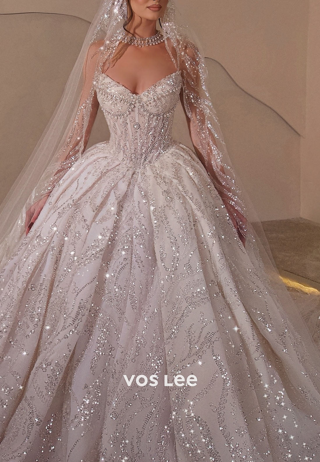 Sparkle Ballgown Wedding Dress Sweetheart Beaded Diamonds Bridal Gown