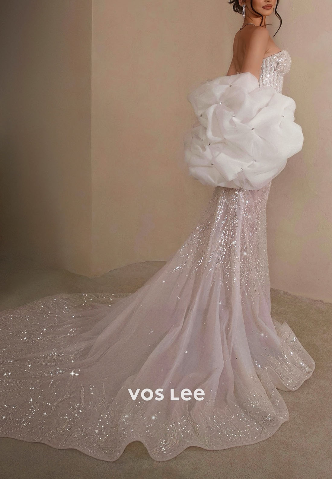 Sparkle Sweetheart Sequins Mermaid Wedding Dress Strapless Beaded Bridal Gown