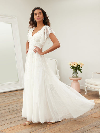 Flutter Sleeve Wedding Dress