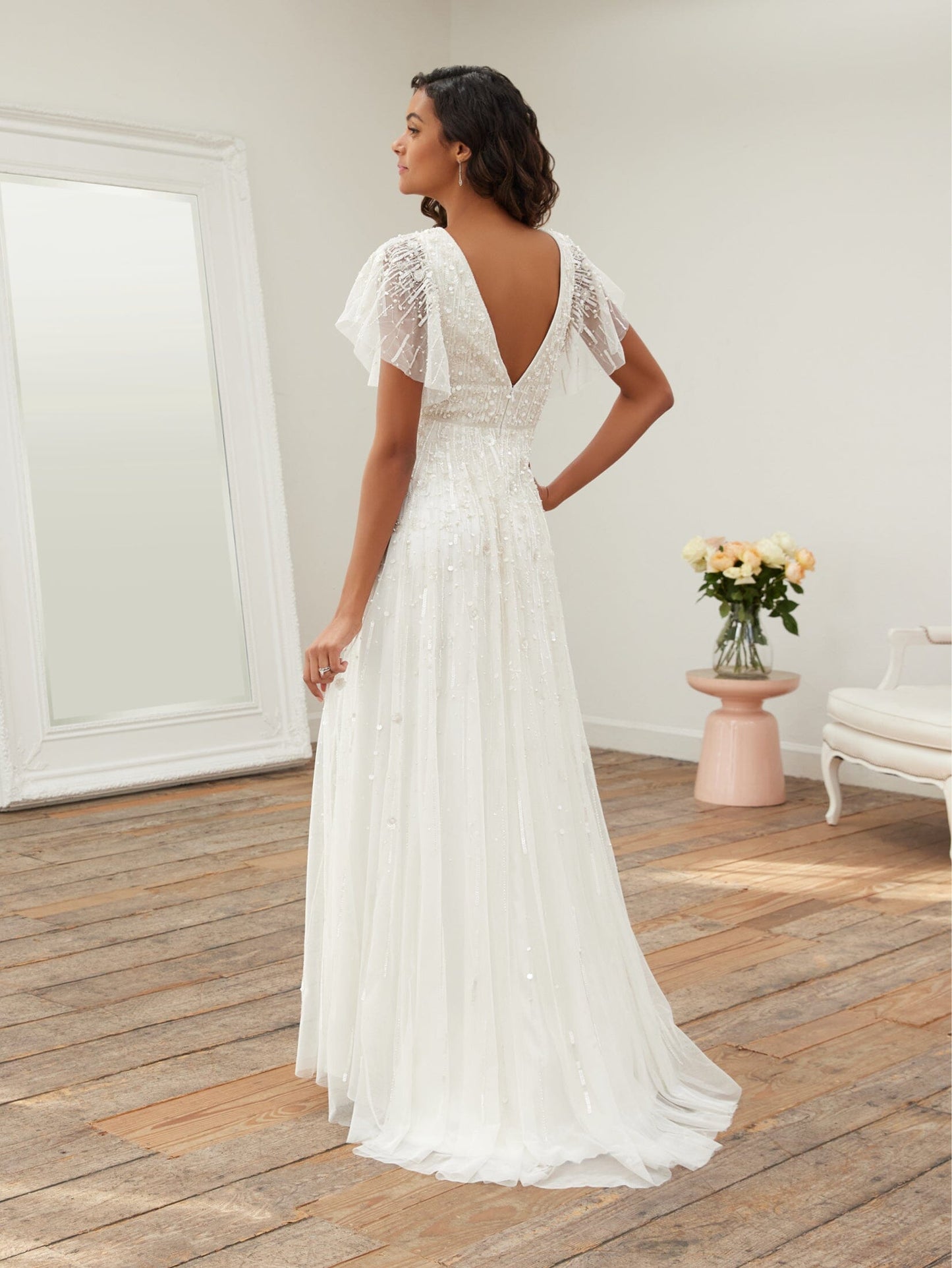 Flutter Sleeve Wedding Dress