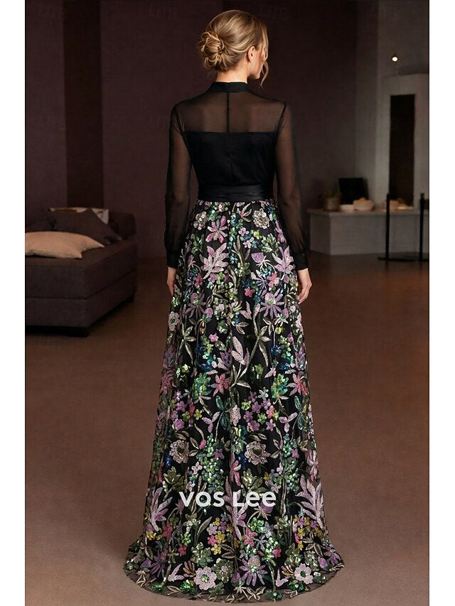 Emerald Green A-Line Gown – Chiffon Long Sleeve Formal Dress