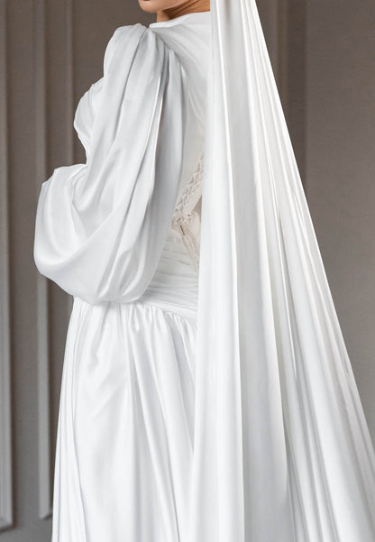 High Neck Long Sleeves A-Line Wedding Dress