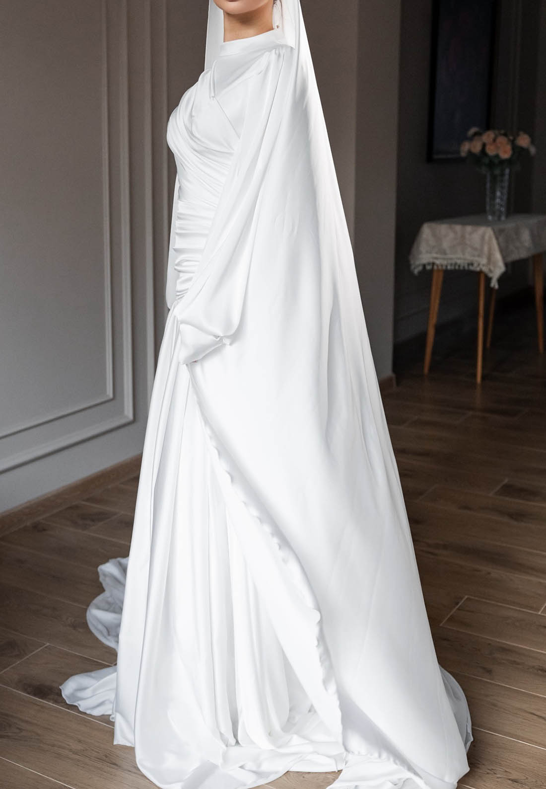 High Neck Long Sleeves A-Line Wedding Dress