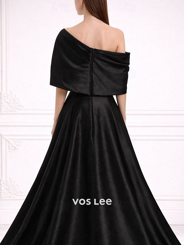 Luxury Duchess Satin Ball Gown | Olive Green One Shoulder Red Carpet Dress