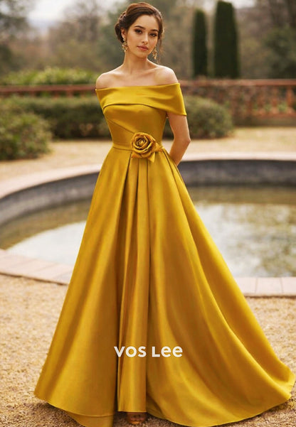 Elegant Mother Dress Off Shoulder Satin Ball Gown for Wedding Guests