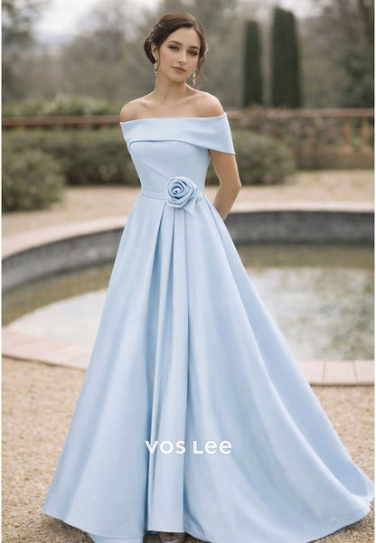 Elegant Mother Dress Off Shoulder Satin Ball Gown for Wedding Guests