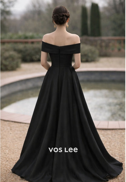 Elegant Mother Dress Off Shoulder Satin Ball Gown for Wedding Guests