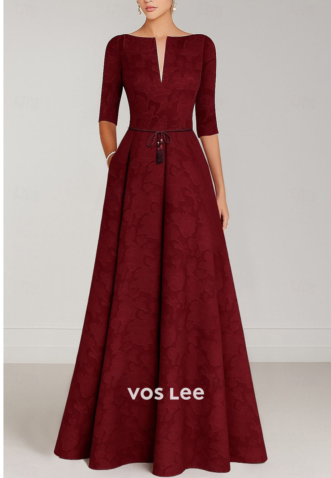 A-Line Floor Length Wedding Guest Dress Formal Dresses with Bow