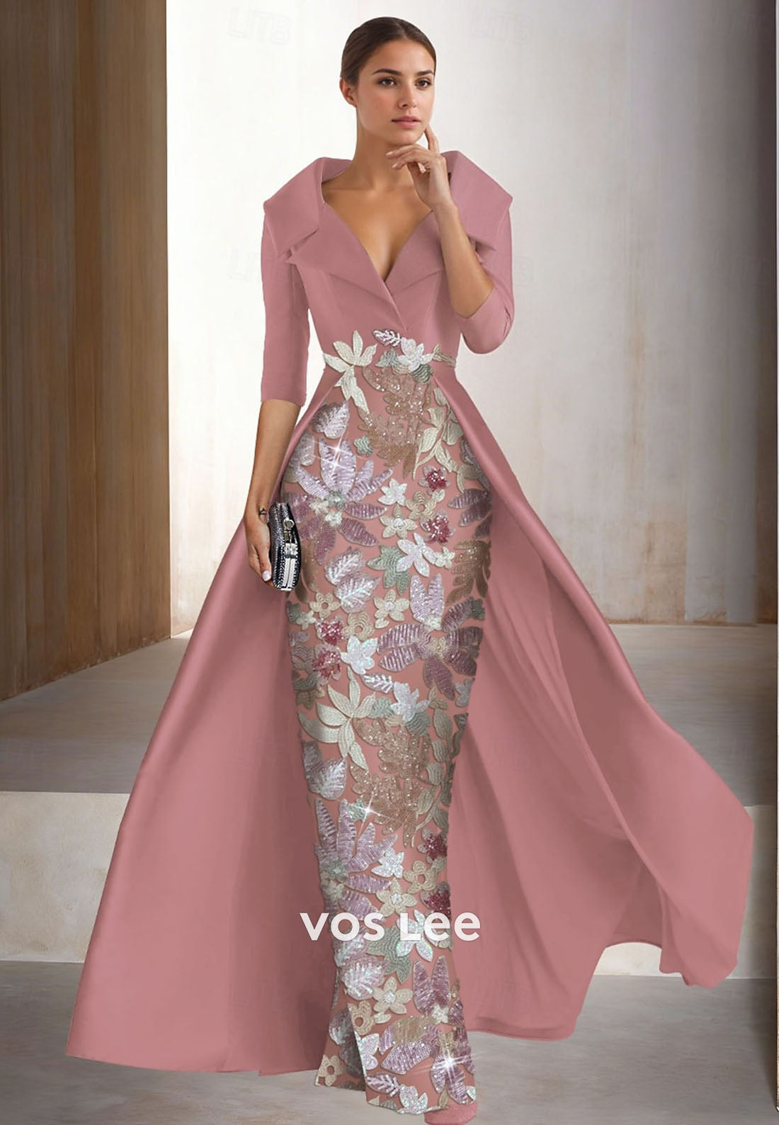 Elegant Half Sleeves Sheath Sequins Evening Dress mother Dress For Wedding