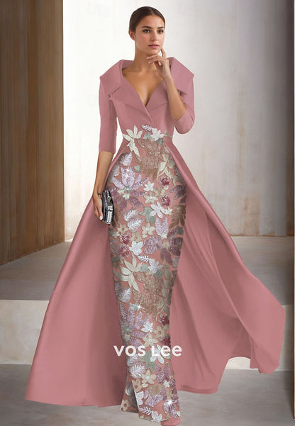 Elegant Half Sleeves Sheath Sequins Evening Dress mother Dress For Wedding