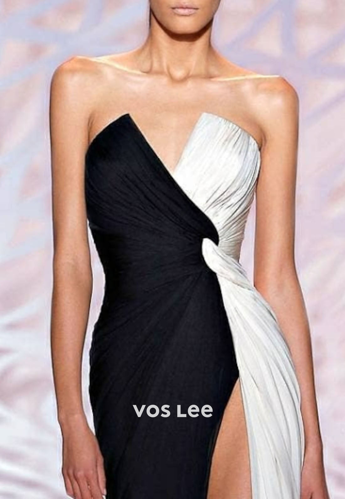 Sweetheart Color blocking Split Evening Dress Chiffon Sheath Formal Gowns