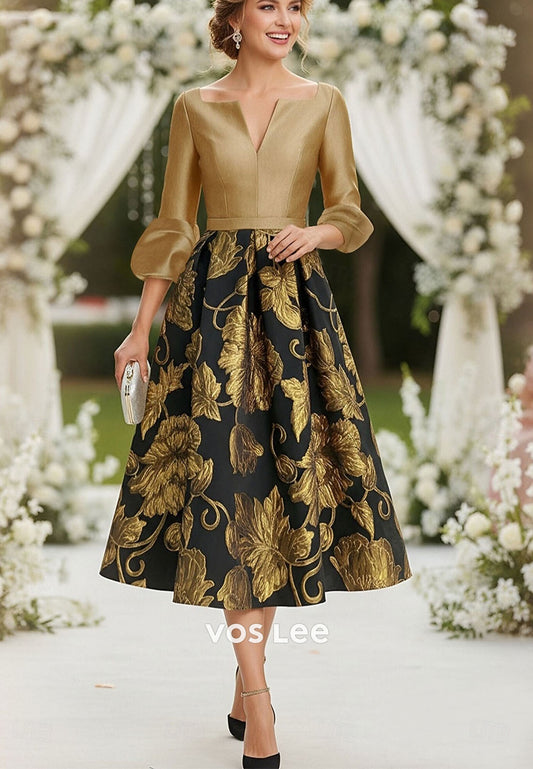 A-Line Tea Length Cocktail Dress Mother of the Bride Dress