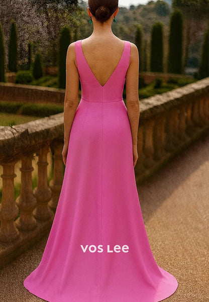 A-Line V Neck Cocktail Sleeveless Chiffon Satin with Pleats Appliques