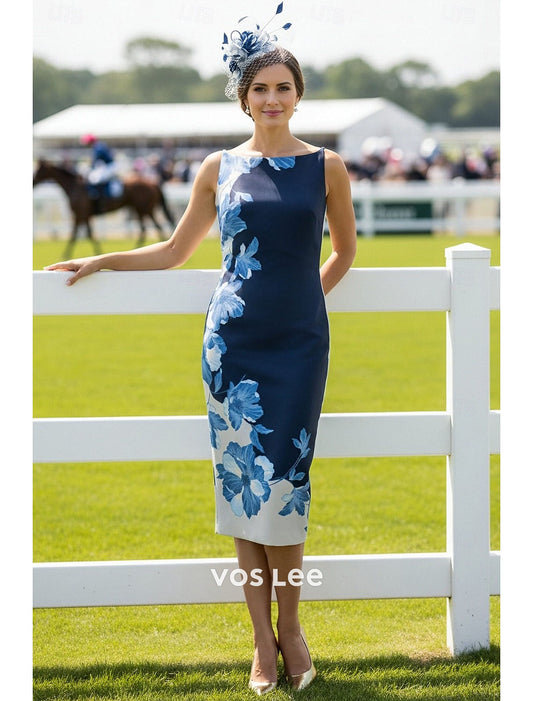 Print Floral Strapless Midi Sheath Dress | Kentucky Derby & Wedding Guest Outfit
