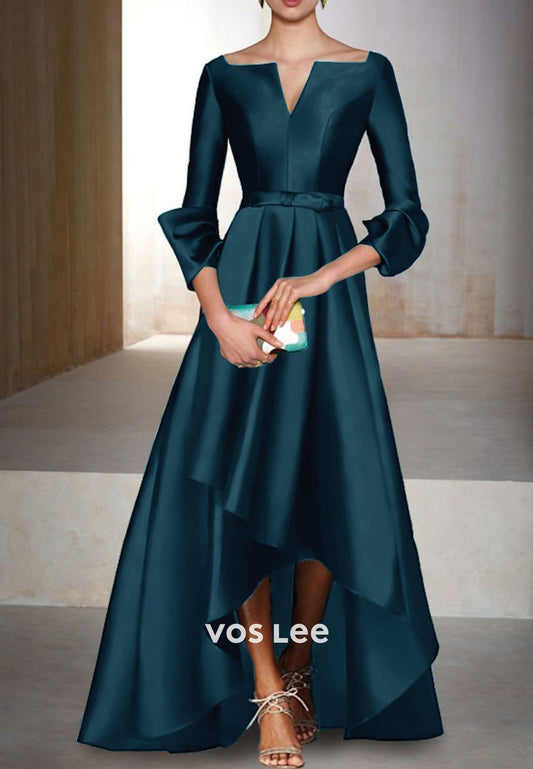 Elegant Satin Long Sleeves A line Evening Dress Mother For Bride Dress