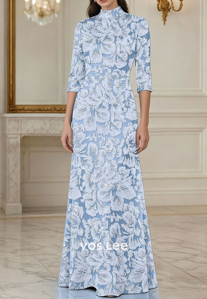 Exquisite Fully Embroidery Long Sleeve High Neck A-Line Floor Length Evening Gown&nbsp;&nbsp;