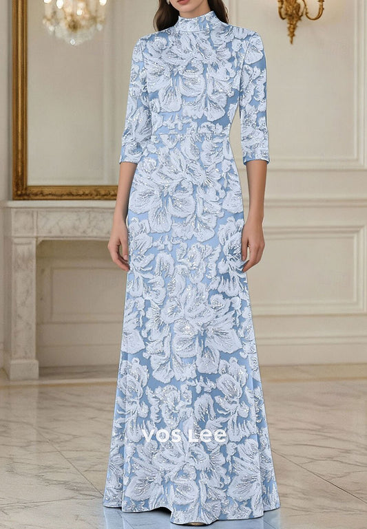 Exquisite Fully Embroidery Long Sleeve High Neck A-Line Floor Length Evening Gown&nbsp;&nbsp;