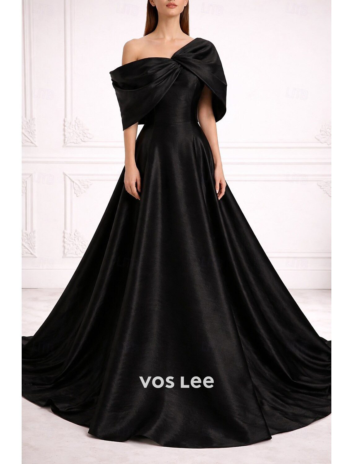 Luxury Duchess Satin Ball Gown | Olive Green One Shoulder Red Carpet Dress