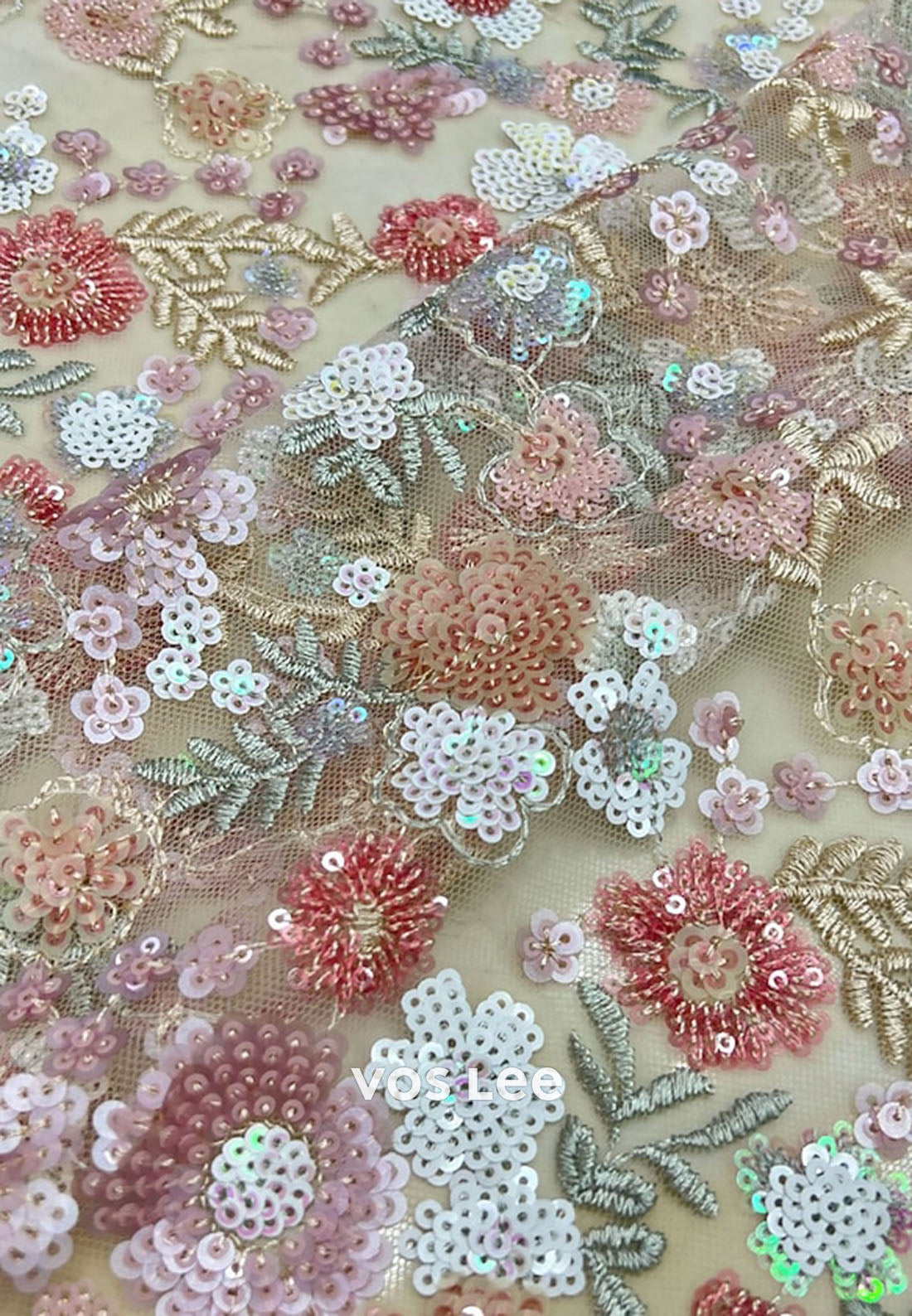 3/4 Sleeve Floral Embellished Formal Dress for Mother of the Bride