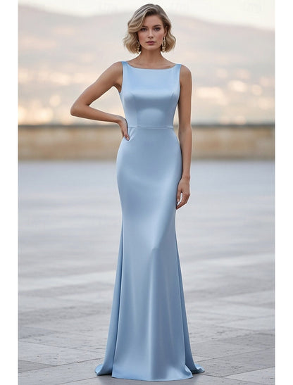 Sky Blue Sleeveless Mermaid Evening Gown - Elegant Fitted Formal Dress Floor Length