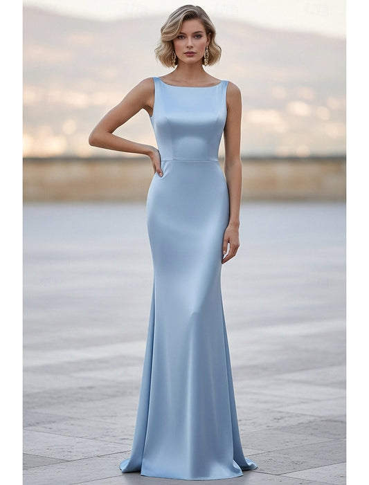 Sky Blue Sleeveless Mermaid Evening Gown - Elegant Fitted Formal Dress Floor Length