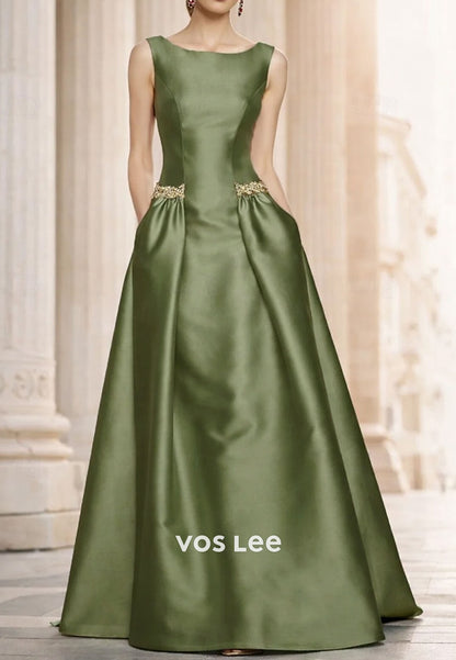 Sleeveless Boat Neck Formal Dress for Mother of the Bride