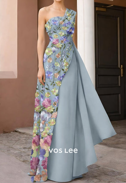 Asymmetric Dusty Blue Formal Dress for Mother of the Bride