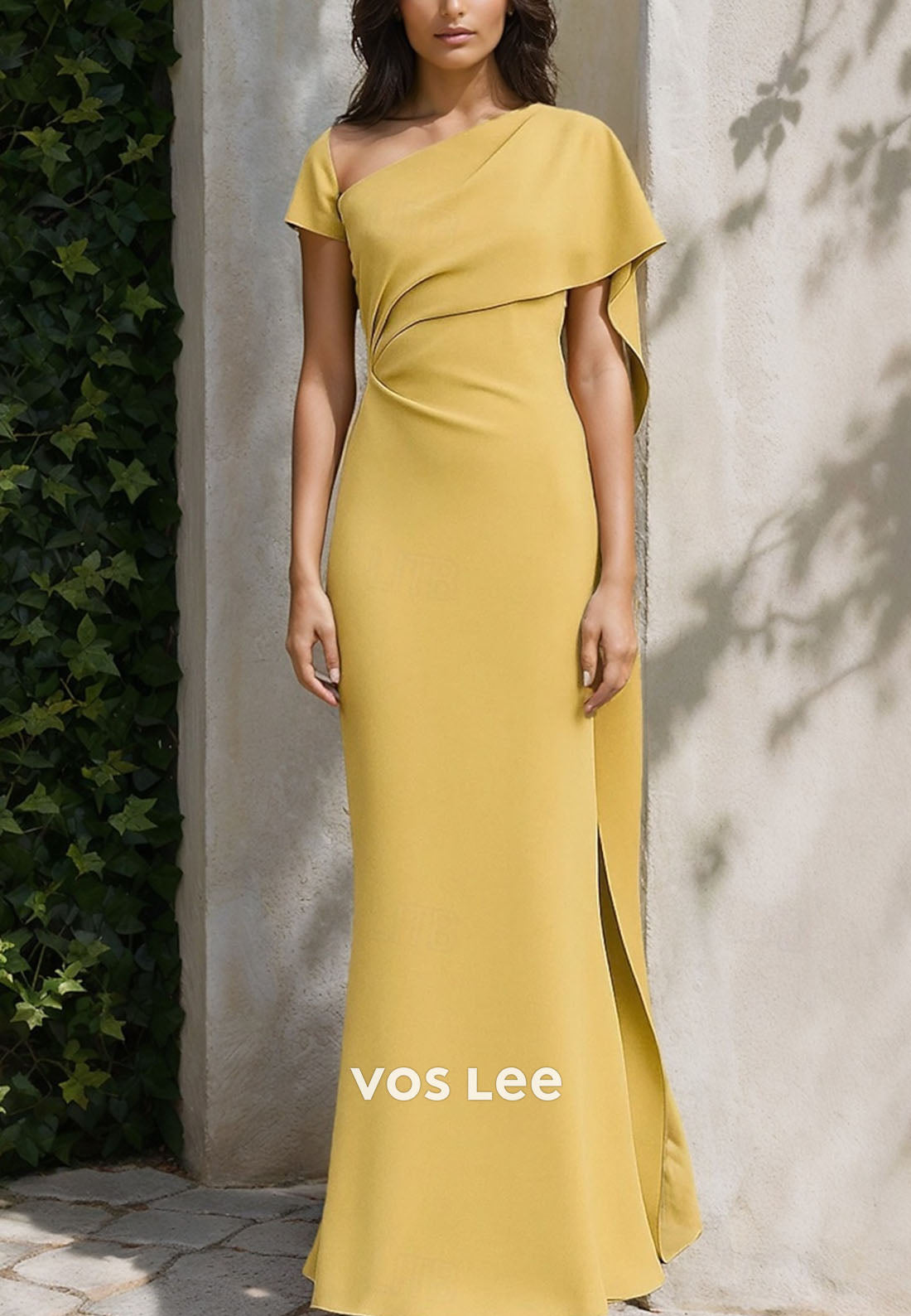 Elegant Sheath Column Floor Length Evening Gown with Ruched Ruffles