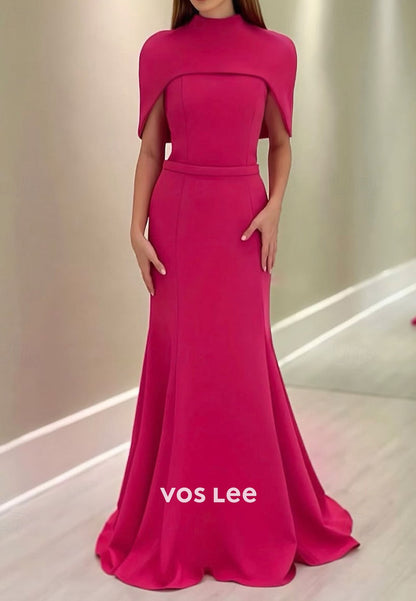 Capelet Mermaid Evening Gown – High Neck Formal Dress for Mother of the Bride