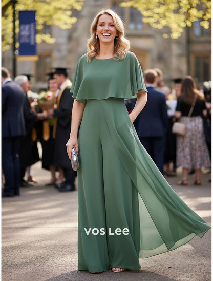 Sky Blue Chiffon Cape Overlay Jumpsuit | Flowy Wide-Leg Formal Jumpsuit with Pockets