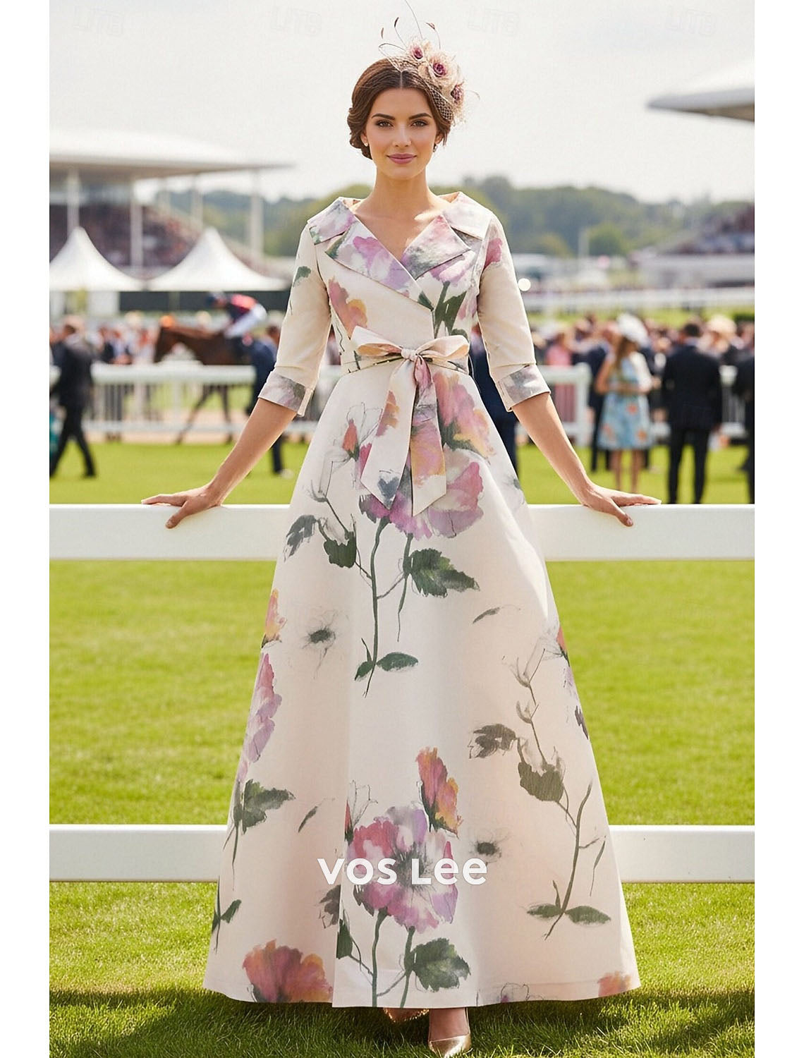 Watercolor Floral Maxi Dress with Belt | Kentucky Derby & Wedding Guest Formal Gown