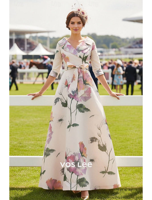 Watercolor Floral Maxi Dress with Belt | Kentucky Derby & Wedding Guest Formal Gown