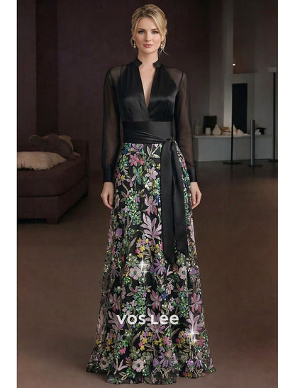 Emerald Green A-Line Gown – Chiffon Long Sleeve Formal Dress