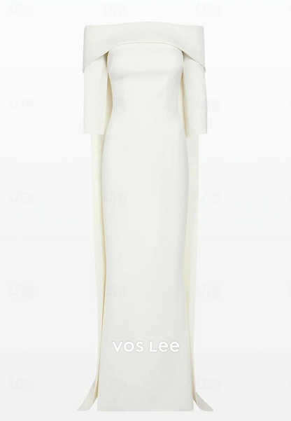 Couture & Ornate  Long Sleeves Off-Shoulder Mermaid Evening Dress Formal Gowns