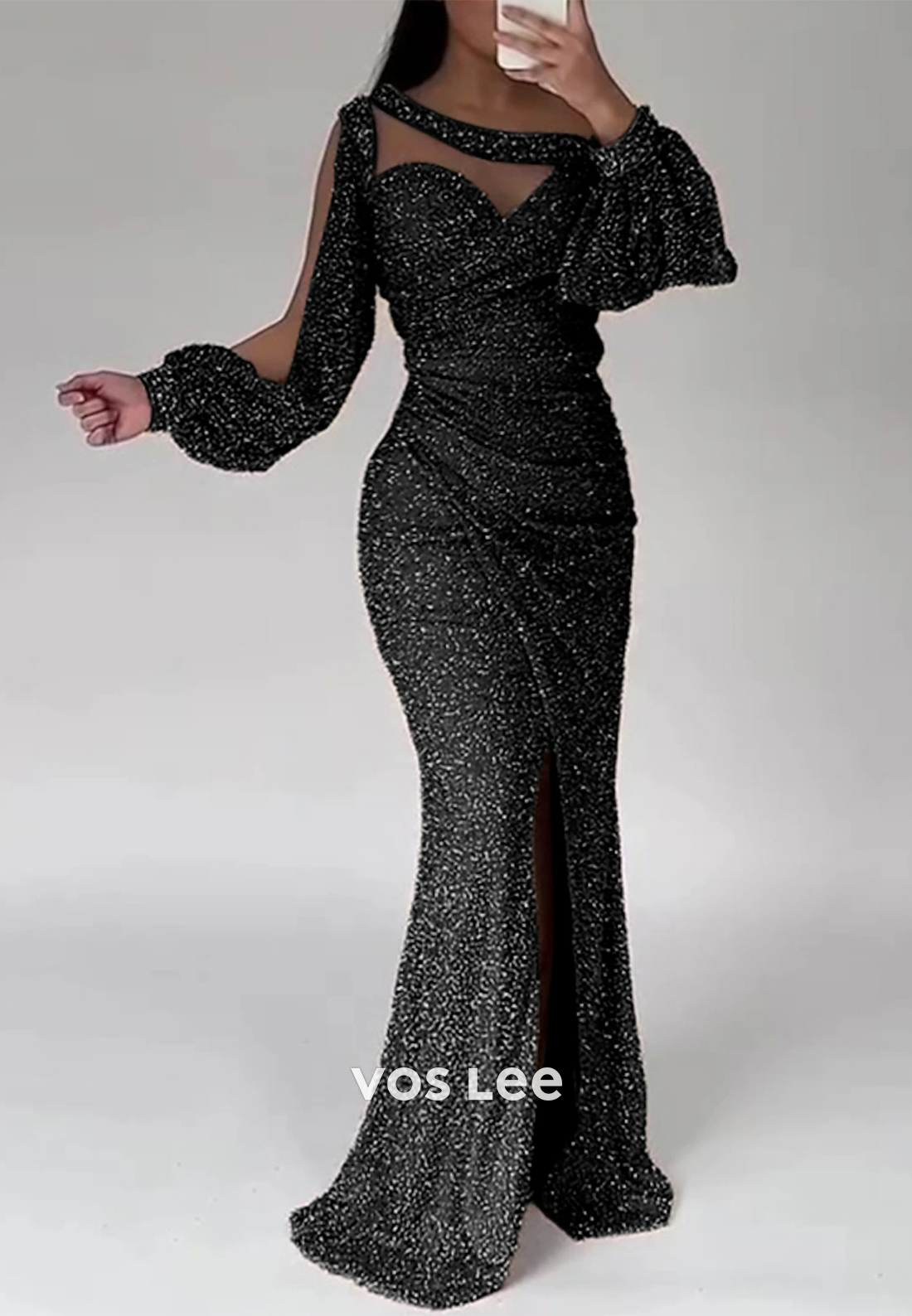 Glamorous & Dramatic Long Sleeves Sweetheart Mermaid Evening Dress with Split