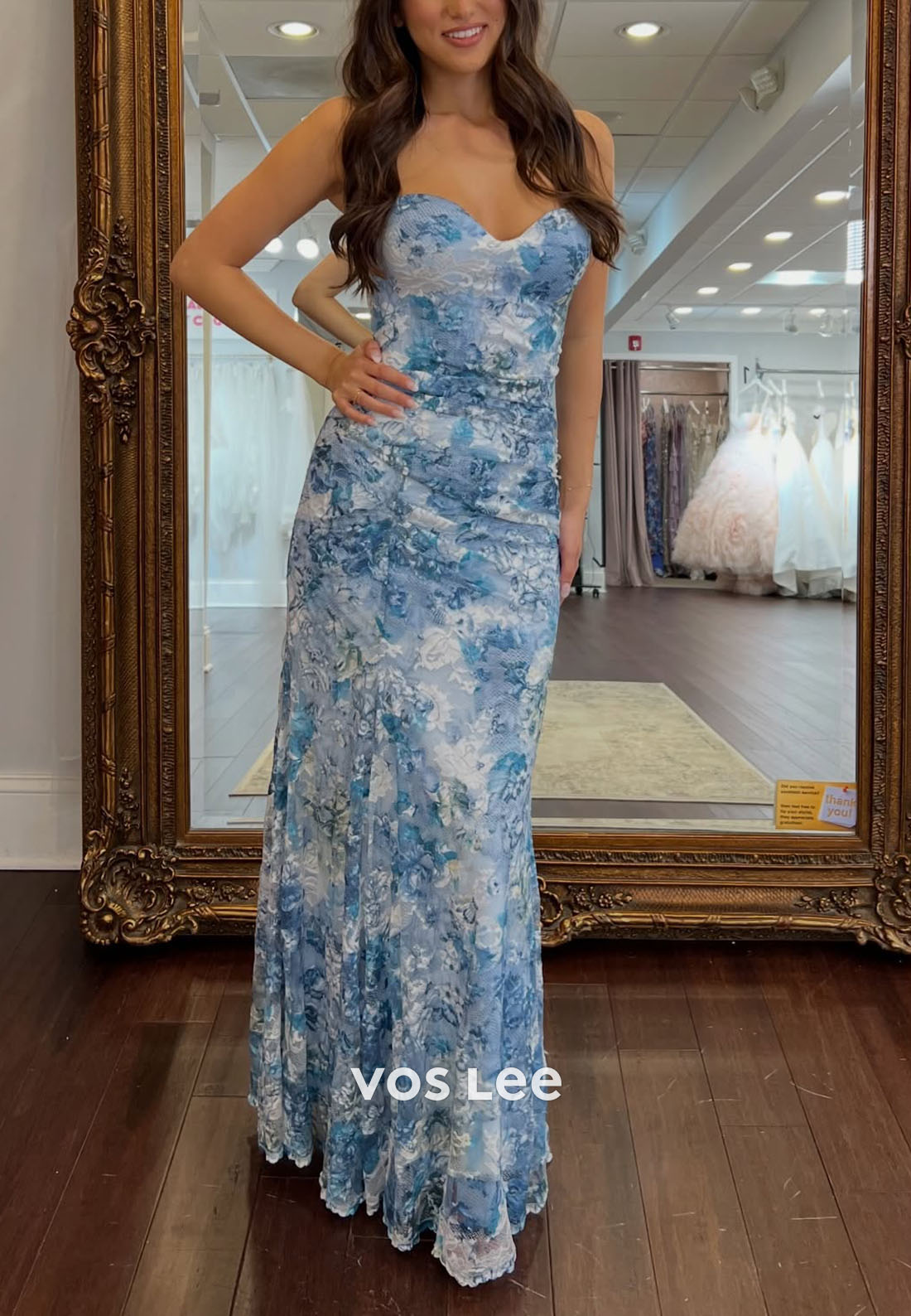 Simple Sweetheart Floral Print Strapless Sheath Zipper Prom Dress