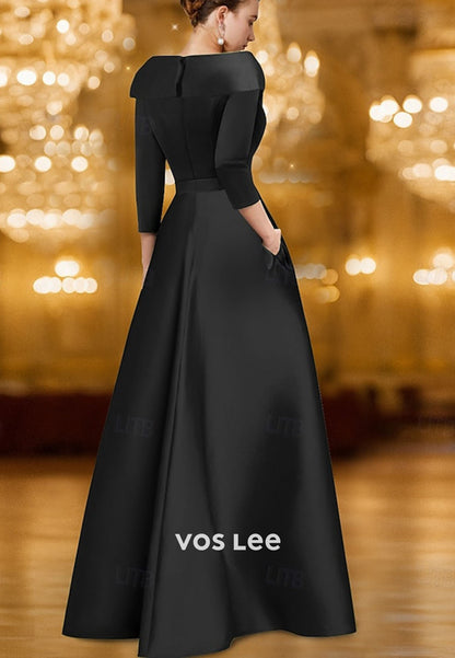 Sequin Flower V Neck Half Sleeves Sheath Formal Gown