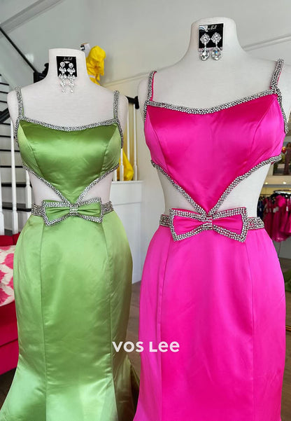 Sexy Mermaid Prom Dress Cut-Out Bow Long Party Gown