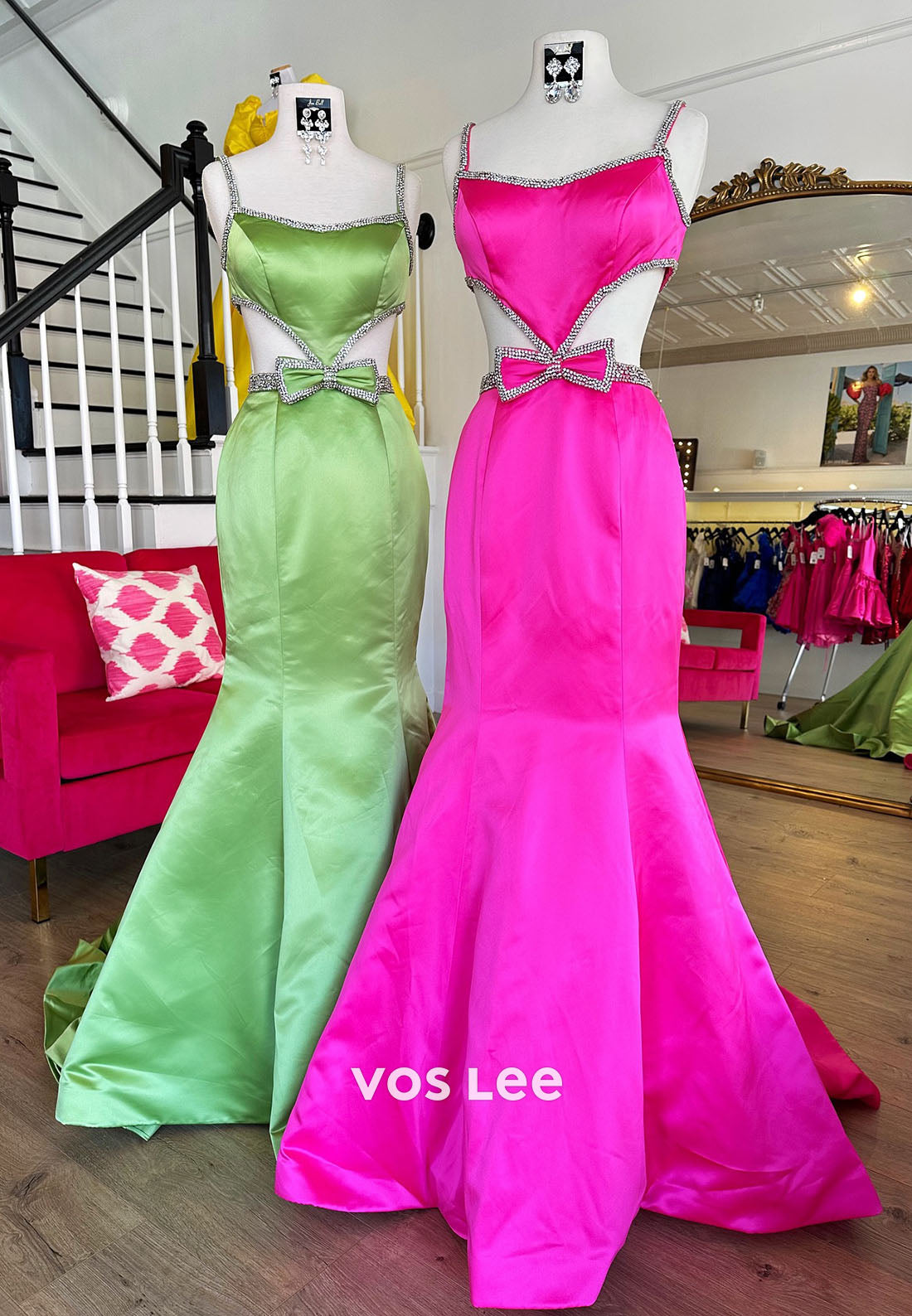 Sexy Mermaid Prom Dress Cut-Out Bow Long Party Gown