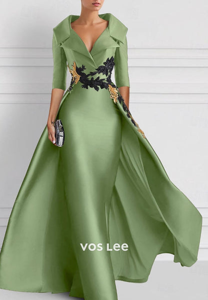Glamorous & Dramatic Long Sleeves V Neck Mermaid Long Formal Evening Dress
